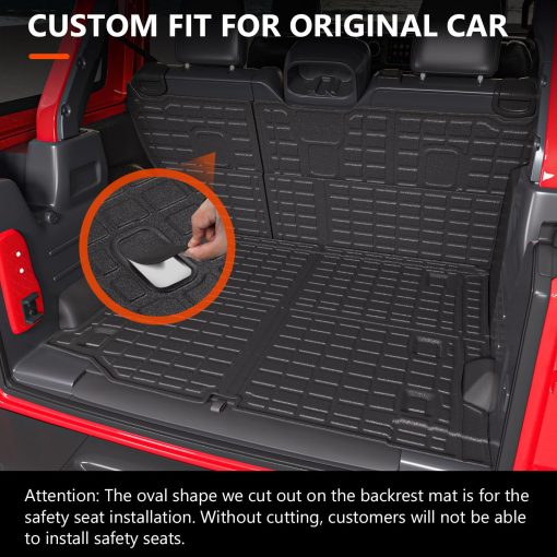 Powoq Tapete de Carga Compatible con Jeep Wrangler JL Unlimited 4 Puertas 2018-2024 Tapete de Respaldo para Maletero TPE Reemplazo para Accesorios Jeep Wrangler JL 4X4 18-24 (Compatible con 18-24 JL 4X4, Tapete de Maletero + Tapete de Respaldo) - Imagen 2