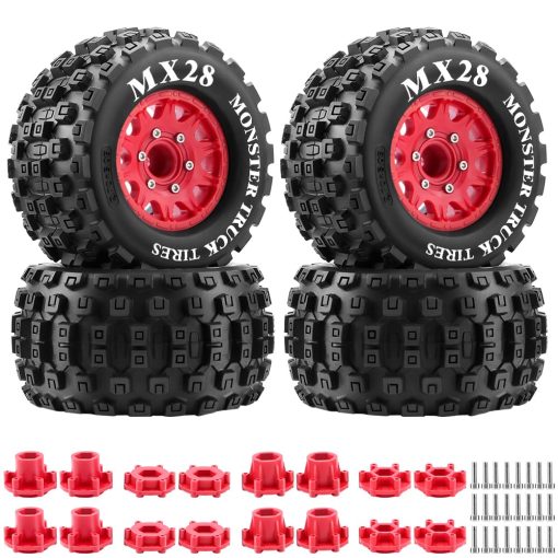 Neumaticos GLOBACT MX28 2.8" para Camiones RC a Escala 1/10 con Llantas con Hexagono de 12 mm y 14 mm Reemplazables para ARRMA Big Rock Granite VORTEKS 3S TRAXXAS Stampede Rustler (4PCS)