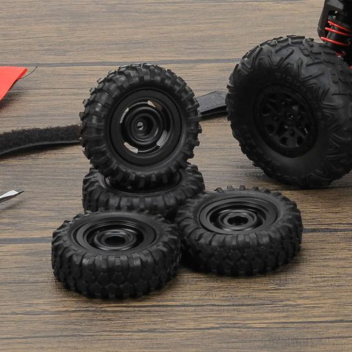 Rueda de aleacion RCAWD con neumaticos de goma para Axial SCX24 RC Crawler 1/24 Piezas de mejora (Negro) - Imagen 7