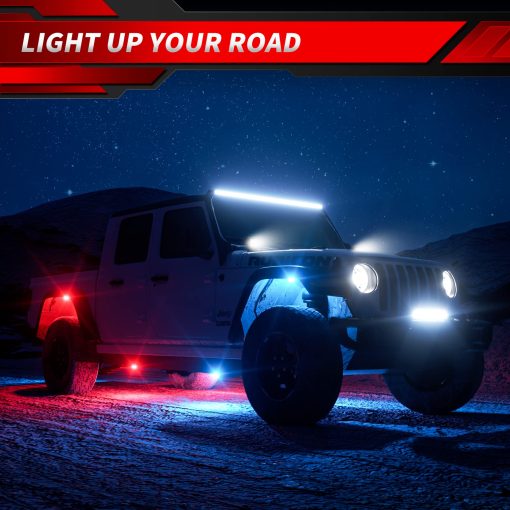 Barra de luces LED de 40 pulgadas, 4WDKING Diseno sin tornillos Doble Fila Barra de luces todoterreno, Resistente al agua IP69K, Luz de trabajo de combo punto y aluvial para Ford F150 Tacoma Jeep Wrangler - Imagen 6
