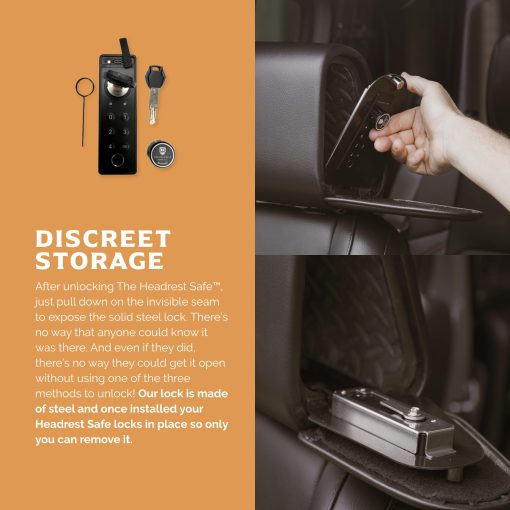 SET DE CABECERA SEGURO - Cabecera del Asiento del Pasajero con Caja de Seguridad + Cabecera del Asiento del Conductor (sin Caja de Seguridad) - Piel Sintetica Negra - Imagen 5