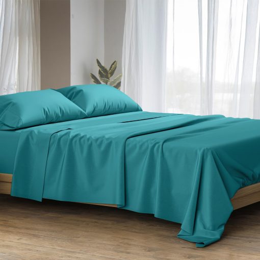 Juego de Sabanas King Ashton Sheets de Algodon Egipcio - 1500 Hilos Juego de Sabanas de Algodon Egipcio Tamano King, Sabanas de Lujo Tamano King, Sabanas de Alta Cantidad de Hilos con Bolsillo Profundo, Ajustes Hasta 19" - Azul Turquesa