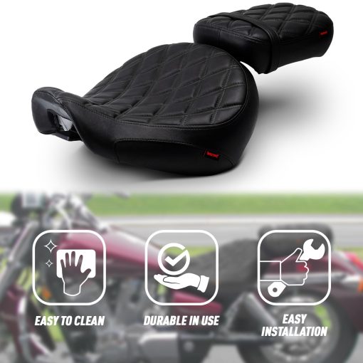 Asiento de conductor y pasajero para motocicleta con costuras de patron de diamante para Honda Shadow Aero VT750C 2004-2023 - Imagen 4