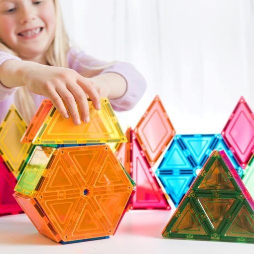 Paquete geometrico de juguetes Learn & Grow, Juego de construccion de azulejos magneticos, Bloquea azulejos Juguete educativo de construccion STEM para ninos y ninas de 3+ anos - Imagen 6