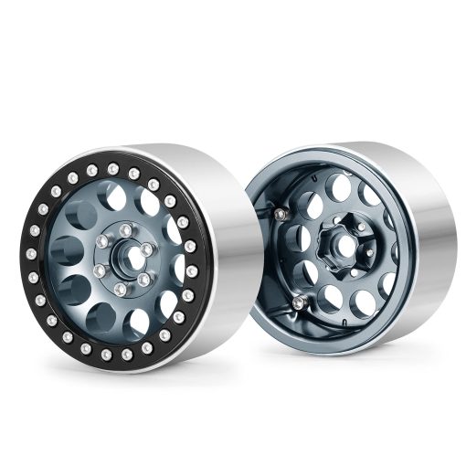 Maleonn 4PCS RC Llantas de Aleacion de Aluminio 2.2 Beadlock 35mm Juego de Cubos de Rueda Metalicos para Escala 1/10 SCX10 D90 Wraith 90048 90018 RR10 Accesorios para Coches con RC Crawler, Titanio y Negro - Imagen 2