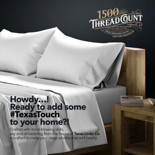 TEXAS LINEN CO. Juego de sabanas de algodon egipcio 100% tamaño California King - 1500 hilos Juego de sabanas de Ca King de algodon egipcio, sabanas satinadas refrigerantes, sabanas de alta cantidad de hilos California King - Gris Claro - Imagen 8