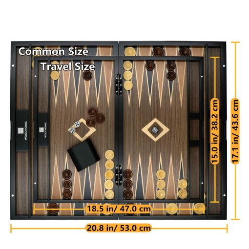 Set de Backgammon de Madera Woodronic de 17" para Adultos, Tablero Clasico Plegable, Mejor Juego de Estrategia y Juego Inteligente de Tacticas, Estuche de Caoba - Imagen 6
