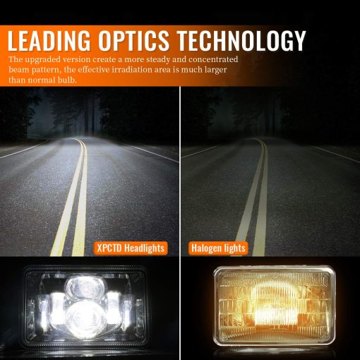 Faros LED de 4x6 pulgadas XPCTD 4 PCS 60W 14400LM Aprobados por DOT, Repuesto para H4651 H4652 H4656 H4666 H6545 Compatible con Peterbilt Kenworth Freightliner - Imagen 7