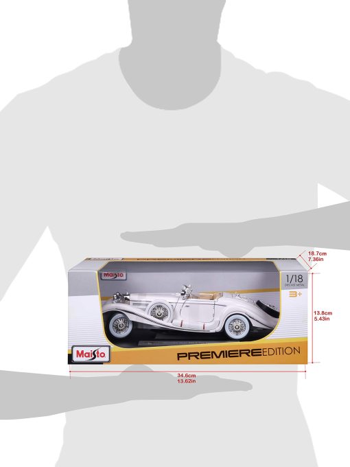 Vehiculo de fundicion a escala 1:18 Maisto 1936 M-B 500 K Type Specialroadster de plastico, blanco - Imagen 6