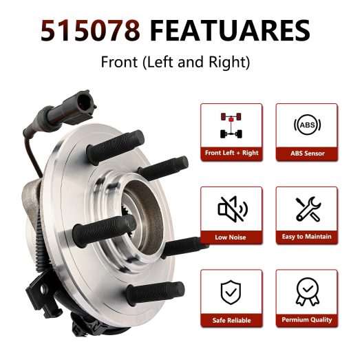 Juego de 2 Cojinetes de Rueda Delantera y Ensamble de Cubo para Ford Explorer 2006-2010, Ford Explorer Sport Trac 2006-2010, Mercury Mountaineer 2006-2010, 5 Pernos con ABS - Imagen 4