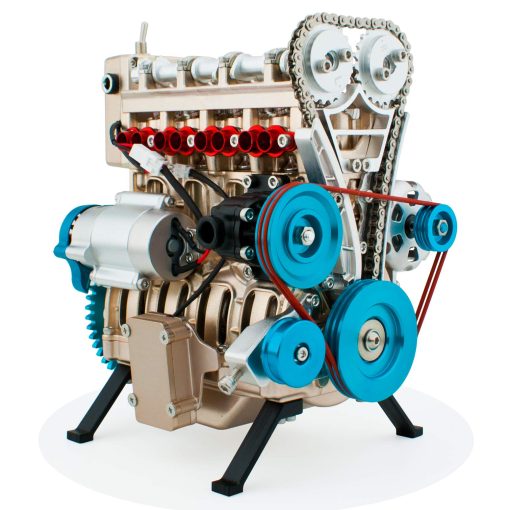 Kit de ensamblaje del motor del vehiculo DjuiinoStar (mas de 300 piezas, 5 horas de montaje), Modelo de motor de gas de cuatro tiempos recto de cuatro cilindros, Kit de motor de cuatro cilindros DM13-1