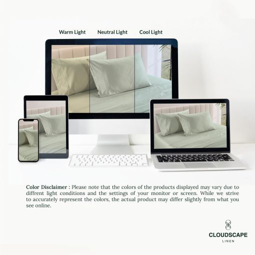 Juego de sabanas de algodon egipcio CLOUDSCAPE LINEN tamano King - 4 piezas, Mineral King Size Bed Sheets Set | Juego de sabanas de algodon egipcio de 1000 hilos | Hasta 16" de bolsillo profundo King Sheet Set - Mineral - Imagen 8