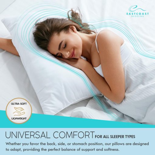 Almohada de plumas de primera calidad Elite Premium de East Coast Bedding - Tamano estandar Firme - Paquete individual - 600 Fill Power Plumas Blancas, Funda de algodon de 400 Hilos - Soporte mejorado para todos los durmientes - Hecho en EE. UU. - Imagen 3