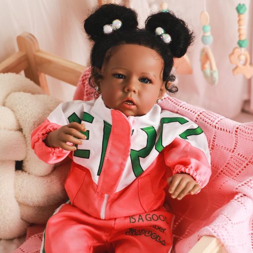 Muneca Realista Rebornova para Nina Negra, Africana Americana 20 Pulgadas con Cuerpo Suave de Silicona, Regalo de Cumpleanos para Edades 3+