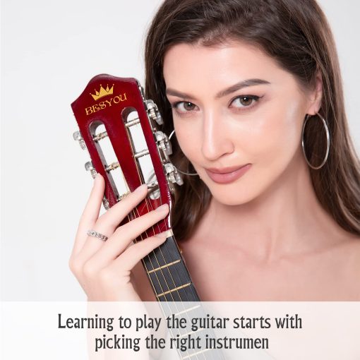 Guitarra Acustica de Madera BESYOU de 30" con Estuche, Libro de guitarra y Accesorios para Ninos/Ninas/Chicos/Principiantes (Natural) - Imagen 3