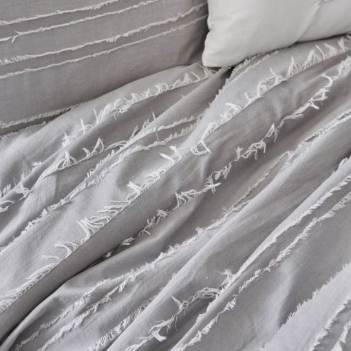 Conjunto de Edredon Gris Heather Twin XL y Funda de Almohada (Juego de 2 Piezas) Conjunto de Edredon y Funda de Almohada Juliette con Ribete de Pestanas para Chicas Universitarias, Chicos, Dormitorios y Habitaciones - Imagen 2