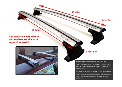 BRIGHTLINES Barras de Techo de Aluminio Premium Anti-Robo de Alta Resistencia Compatible con Honda CRV 2012-2024 Sin Rieles de Techo - Imagen 2