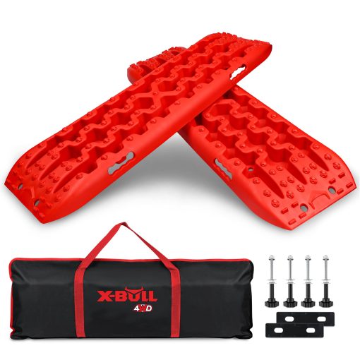 X-BULL Nueva Pista de Traccion de Recuperacion para Arena, Barro y Nieve, Escalera de Neumaticos 4WD (Rojo,3ra generacion)