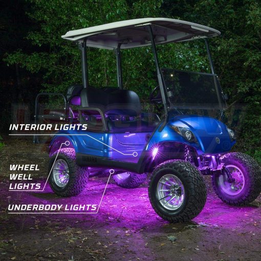 Kit de Iluminacion LEDGlow 12 Piezas Multicolor LED para Carrito de Golf de 4 Plazas con Luces de Neon para el Subchasis, Ruedas e Interior con Luces para EZGO Yamaha Club Car - Compatible con Bateria de 12 Voltios - Resistente al Agua - Imagen 3