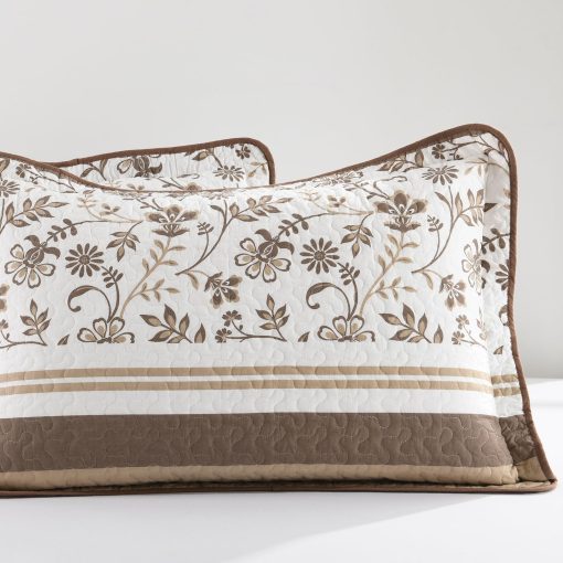 Colcha 100% de algodon tamano King - Juego de colcha marron boho de 3 piezas, colcha de estilo granjero, edredon ligero, colcha bohemia de rayas transpirable para todas las estaciones (1 colcha, 2 fundas de almohada) - Imagen 5