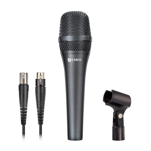 Microfono Vocal CAROL - Microfono Dinamico Unidireccional Cardioide con Cancelacion de Ruido AHNC, para Actuaciones Profesionales en Vivo, Incluye Adaptador de Soporte y Cable XLR de 14.8ft, AC-910