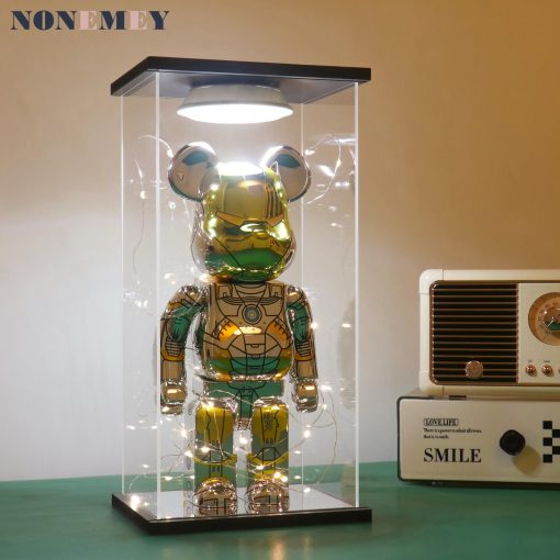 NONEMEY Estuche de Acrilico Transparente con Luz de Control Remoto para 1000% Bearbrick, Caja Organizadora a Prueba de Polvo, Vitrina Modelo, Estuche de Exhibicion para Coleccionables Bearbrick (15.7x12x30inch, 40x30x76cm) - Imagen 2