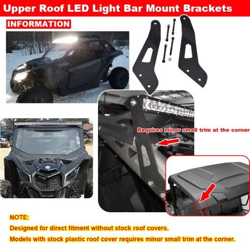 Barra de luz LED curva todoterreno de 52 pulgadas 288W Spot / Flood Combo Beam & Soportes de montaje de techo superior con kit de cableado para Can Am Maverick X3 y X3 Max Todos los modelos 2017-2024 - Imagen 7
