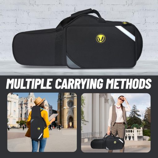 Estuche para saxofon alto TianChunyue? Mochila para saxofon alto Bolsa impermeable y a prueba de presion para saxofon Alto con bandolera Funda rigida especial para acompanamiento Accesorios de transporte acolchado (Negro) - Imagen 4