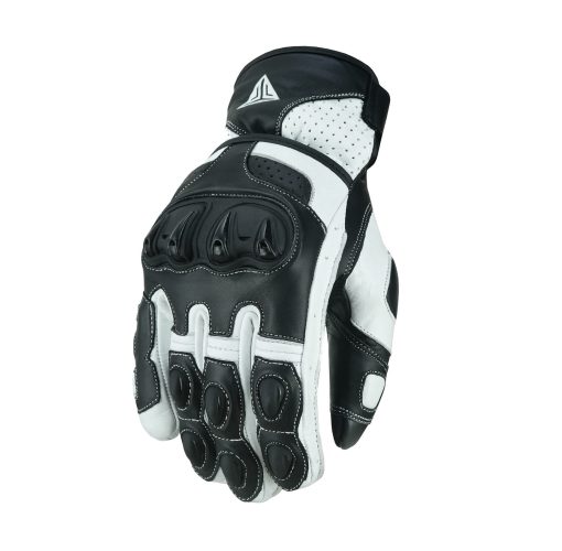 Guantes de Cuero para Motocicleta, Montar, Turismo, Crucero, Proteccion de Nudillos, Guantes de Moto para Hombres y Mujeres (Blanco y Negro, Pequeno) - Imagen 8