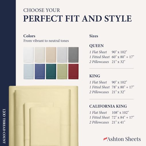 Juego de Sabanas King Ashton de Algodon Egipcio - 1200 Hilos 4 Piezas Juego de Sabanas King Size, Sabanas de Lujo King Size, Sabanas de Alto Recuento de Hilos con Bolsillo Profundo, Se Adapta Hasta 19" - Beige - Imagen 8