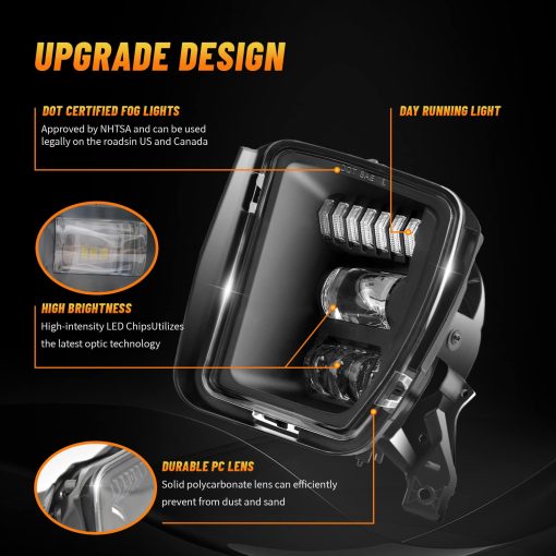 Luces antiniebla LED compatibles para Dodge Ram 1500 2013 2014 2015 2016 2017 2018 con luz diurna Faros antiniebla delanteros Pickup Parachoques Unidad de luces antiniebla de repuesto Lente clara - Imagen 2