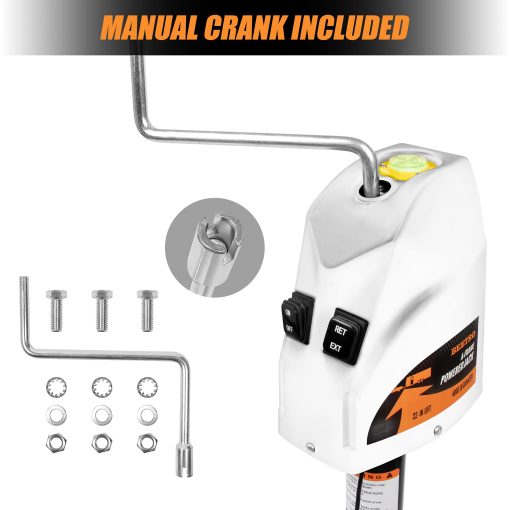 Gato de Lengüeta Electrico BEETRO 4000 lbs, Gato de Remolque Resistente para Remolques de A-Frame, Carga y Utilitarios o RV de 5ta Rueda, 22" de Elevacion, 12V DC, Blanco - Imagen 6