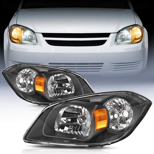 Ensamblaje de faros Nilight para Chevy Cobalt 2005-2010 Pontiac Pickup 2005-2009 Faro de Repuesto Negro con Reflector ambar Lado del Conductor y del Pasajero, Garantia de 2 Años