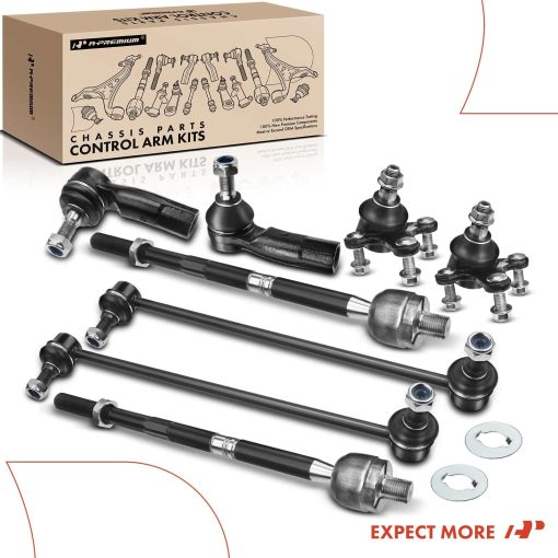 Conjunto de 8 piezas A-Premium, Barra estabilizadora delantera, Junta de la rotula inferior, Extremo de la barra de acoplamiento interno y externo, Compatible con Volkswagen Jetta 08-18, Golf 10-14, Eos 07-16, GTI 06-14, Rabbit 06-09, R32 08, Audi A3 06-09 - Imagen 8