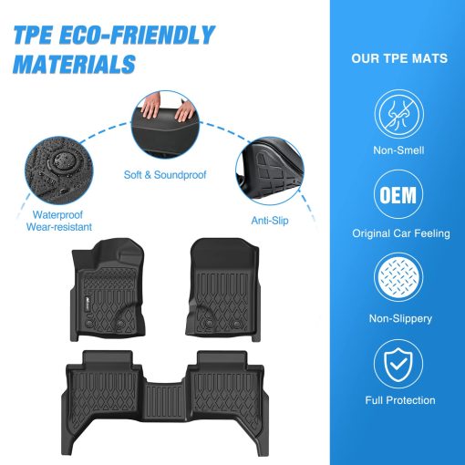 Tapetes de piso Nilight para Ford Ranger SuperCrew Cab 2019-2024, Ajuste Personalizado Todo Clima Pesado Liners de Piso - Imagen 3