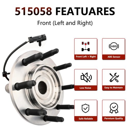 JLEO 515058 Ensamble de Cojinete y Buje de Rueda Delantera para Chevy Silverado,Chevy Avalanche,Chevy Suburban,GMC Sierra,GMC Yukon XL,Hummer H2 4WD 8 Birlos (1) - Imagen 4