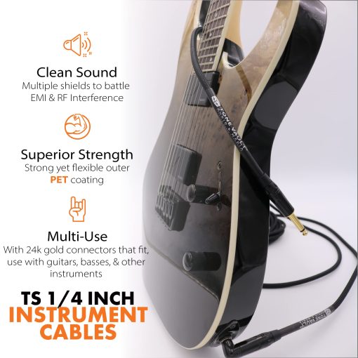 Cable de Guitarra Electrica Tone Vault Audio & Media de 20 pies, 1/4 pulgadas de angulo recto de alta calidad con recubrimiento de PET, Cable de Instrumento Profesional de Cobre Libre de Oxigeno (OFC) sin Ruido - Imagen 5