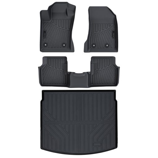 Tapetes para piso y tapete de carga para Jeep Compass 2017-2024 AUXKO de caucho TPE accesorios Compass para todas las estaciones antideslizante negro - Imagen 2
