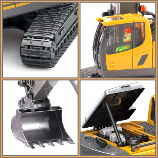 Juguete de Excavadora Control Remoto PREPOP para Ninos de 6-12 anos, Mejores Regalos de Cumpleanos para Ninos de 4-7, 8, 9, 10, 11 anos, Juguetes de Construccion con Pala de Metal, Luces, Sonidos 2.4Ghz - Imagen 9
