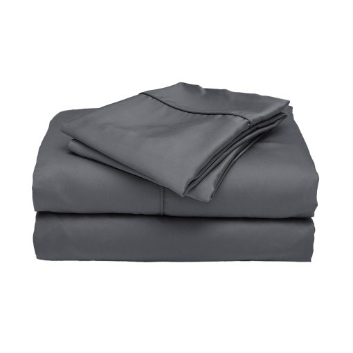 Juego de sabanas estandar de bambu organico 100% Lyocell de ettitude (Twin-Slate) Hipoalergenico, Transpirable, Termorregulador, Sedoso y Suave al Tacto, Sabana bajera ajustable con bolsillos profundos, Ecologico