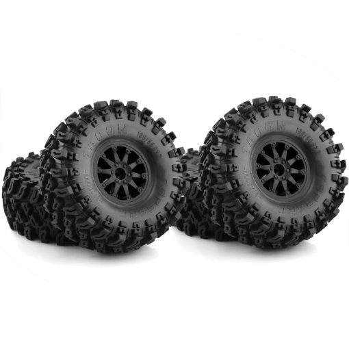Neumaticos y Rines de 2.2 RC Crawler Chanmoo con Llantas de Bloqueo 1/10 de Goma para Coche Rock Crawler 1:10 Axial SCX10 90047 D90 TF2 Tamiya CC01 Traxxas TRX4 RGT 4PCS (Negro) - Imagen 9