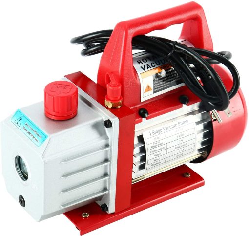 LuckyHigh 110V 4CFM 1/3HP Bomba de Vacio de Paletas Rotativas de Una Etapa para HVAC A / C Kit de Refrigeracion de Equipo de Manifold de AC con Detector de Fugas y Bolsa de Transporte - Imagen 2