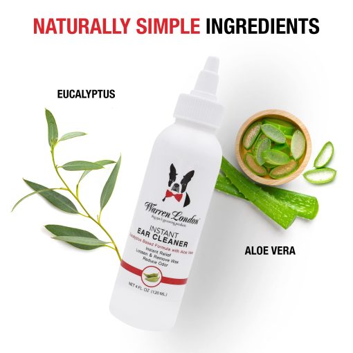 Limpiador instantaneo de oidos para mascotas Warren London - Gotas para oidos de perro con Aloe para prevenir irritacion | Hecho en EE. UU. | 12oz - Imagen 3