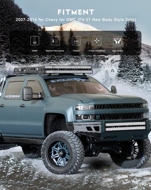Espejos de Remolque OCPTY con lado izquierdo y derecho con potencia y calefaccion Espejos de Remolque Compatibles con 2007-2013 para Chevy Avalanche 1500 Suburban 1500/2500 para GMC Yukon XL 1500/2500 con Carcasa Negra - Imagen 6