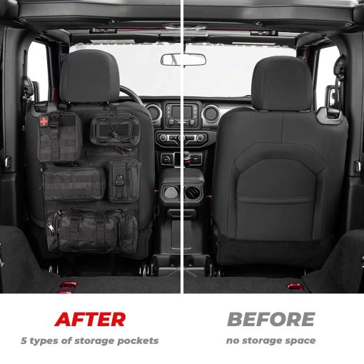 Organizador de Asiento Tactico con Bolsa de Almacenamiento y 5 Bolsillos Molle Desmontables Panel de Almacenamiento de Molle para Vehiculos Universal para Todos los Vehiculos - Imagen 4