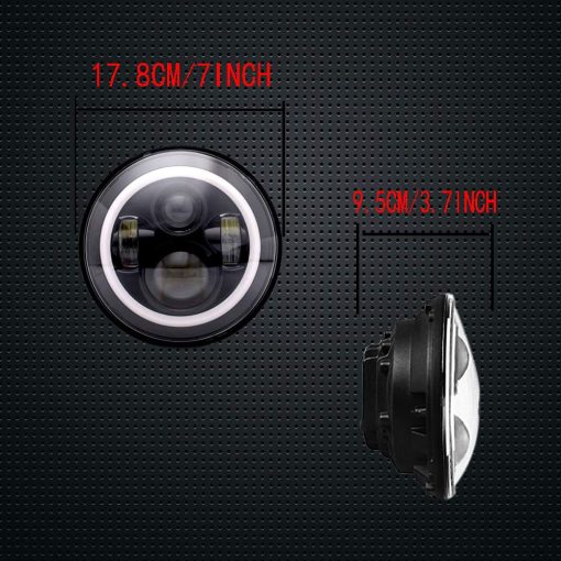 Par de Faros Redondos LED de Proyeccion de 7" con Anillo de Halo Blanco DRL Luz de Giro ambar con Kit de Lampara de Haz Alto y Bajo para Jeep Wrangler Jk TJ LJ Rubicon Sahara Willys Hummer H1 H2 - Imagen 3