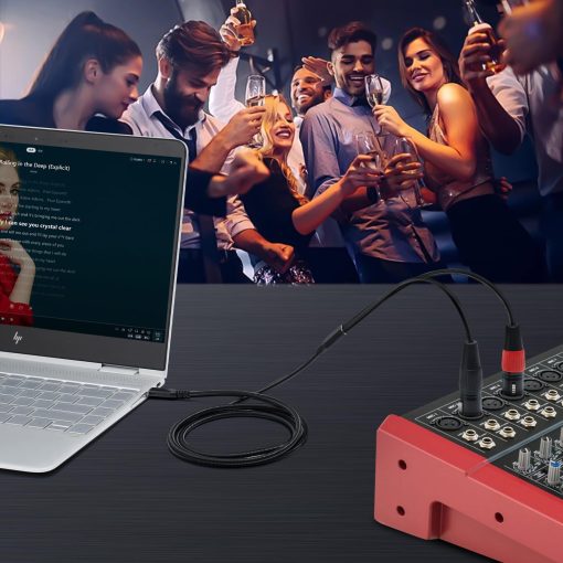 Cable de Audio USB C a Dos XLR Hembra de Anewbig, 10FT Adaptador de USB C a 2 XLR Hembra para Amplificadores, Altavoces Activos, Consolas de Mezcla Trenzado en Negro - Imagen 7