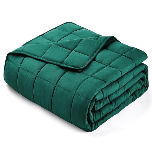 Manta pesada yescool para adultos (20 lbs, 88? x 104?, Verde oscuro) Manta pesada refrigerante para dormir perfecta para 190-210 lbs, Tamano queen Manta transpirable con cuentas de vidrio premium, Lavable a maquina - Imagen 2