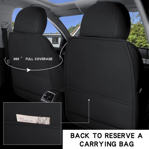 Juego de cubiertas de asiento para automovil JielinKar de 5 asientos, tipo universal, apto para la mayoria de los autos, SUVs, camionetas con airbags, compatible con cojin de asiento de automovil de cuero sintetico (Negro-Rojo) - Imagen 5