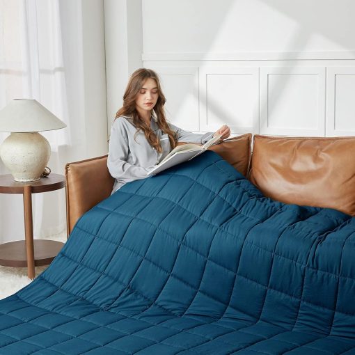 Manta Ponderada CYMULA para Adultos (20 libras 88"x104" Tamano King) - Mantas Pesadas Transpirables de Enfriamiento para Verano Invierno - Manta de Confort Ultra Microfibra Suave con Perlas de Vidrio - Regalos para Hombres/Mujeres - Imagen 3